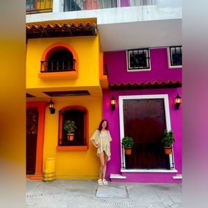 Knit crochet swimsuit coverup